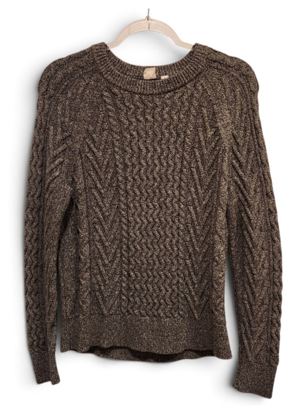 GAP Grey Cable Chunky Knit Crewneck Sweater Cottagecore Cotton